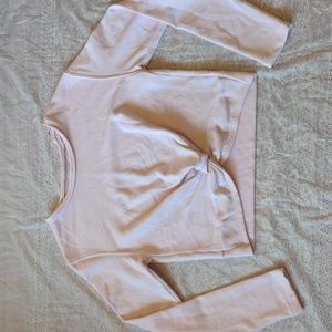 Aerie Pale Pink Knot Front Cropped Sweatshirt Size Small